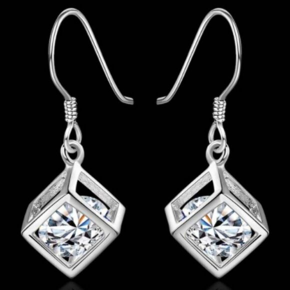 Crystal In a Box Drop Earrings - Picture 1 of 3